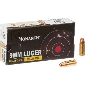 Monarch FMJ 9mm 115-Grain Pistol Ammunition