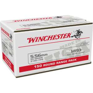 Winchester FMJ 5.56x45mm NATO 55-Grain Rifle Ammunition - 150 Rounds