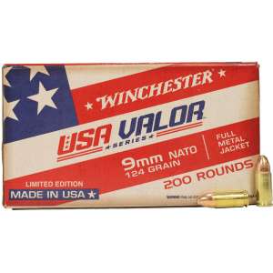 Winchester FMJ 9mm Luger 124-Grain Handgun Ammunition - 200 Rounds