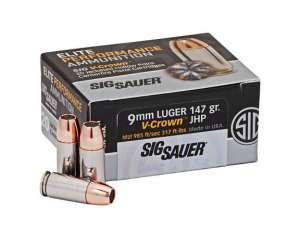 Sig Sauer V-Crown JHP 9mm Luger 147-Grain Handgun Ammunition