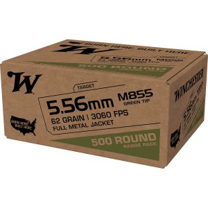 Winchester USA 5.56mm M855 Full Metal Jacket Lead Core Ammunition - 500 Rounds